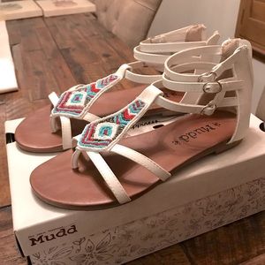 Pair of Lightly Used Beaded Sandals by Mudd Size 7